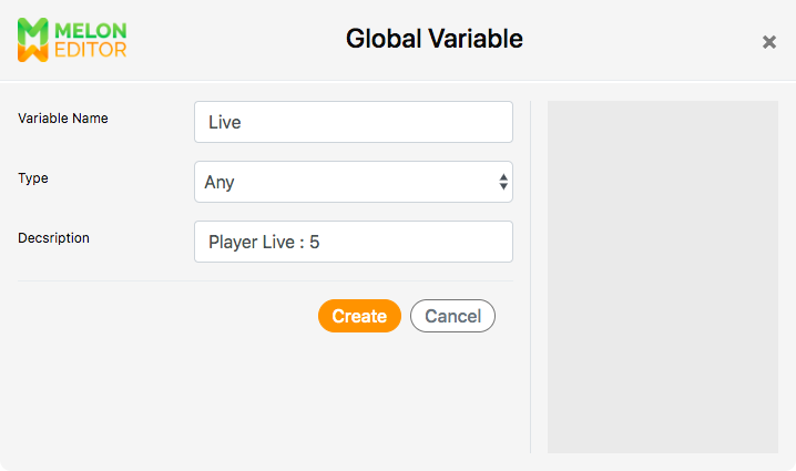 Create a Variable in Melon Editor